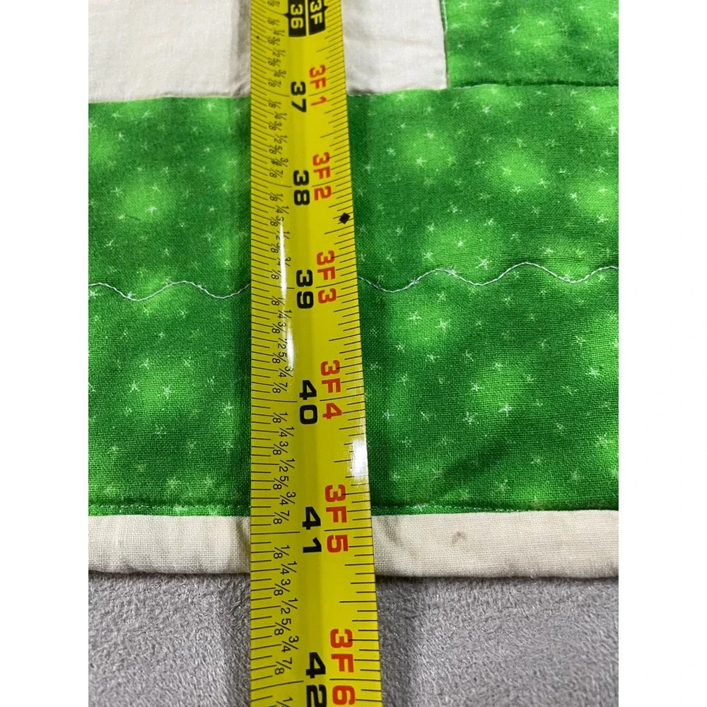 Handmade Quilt Kids 41x31 Green Pink Double Sided Frog Turtle Dragonfly Boho